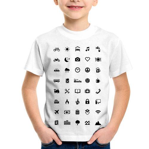 Assistência Técnica, SAC e Garantia do produto Camiseta Infantil Viajante 40 Icones Turista - Foca na Moda