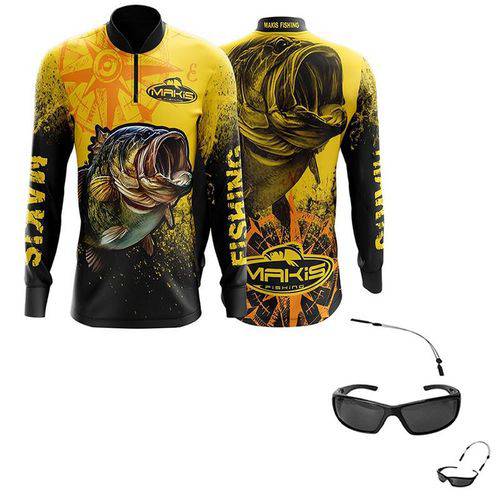 Assistência Técnica, SAC e Garantia do produto Camiseta para Pesca Proteção UV Makis Fishing com Óculos Marine Sports Polarizado MS-2648 e Cordão