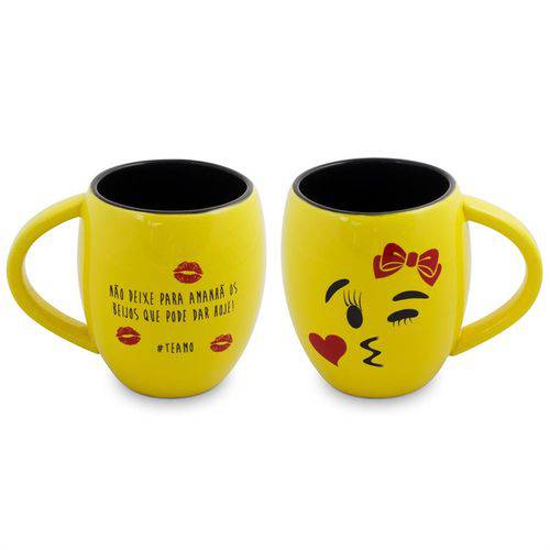 Assistência Técnica, SAC e Garantia do produto Caneca Concava 300ml Diverticon Beijos Menina Amarelo Mondoceram