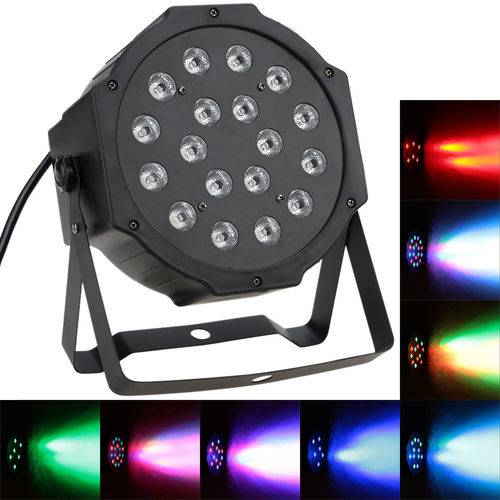 Assistência Técnica, SAC e Garantia do produto Canhao Refletor Par 64 18 Leds 18w Rgb Dmx Slim Potente Iluminação Festa Balada