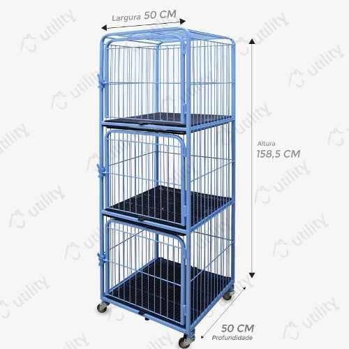 Assistência Técnica, SAC e Garantia do produto Canil Gatil Vertical 3 Lugares Azul para Pet Shop