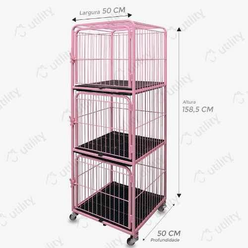 Assistência Técnica, SAC e Garantia do produto Canil Gatil Vertical 3 Lugares Rosa para Pet Shop