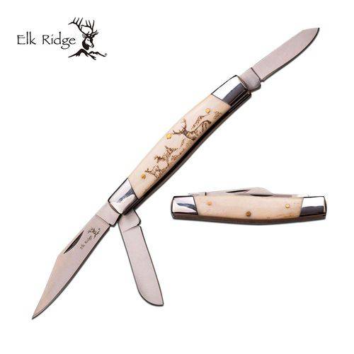 Assistência Técnica, SAC e Garantia do produto Canivete Clássico com Três Lâminas Desenho Cervo Master Cutlery