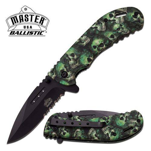 Assistência Técnica, SAC e Garantia do produto Canivete Master Usa com Abertura Assistida Talas em Fibra de Nylon Skull Verde Master Cutlery