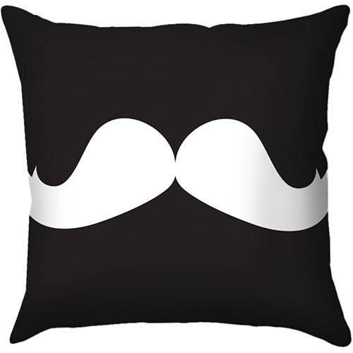 Assistência Técnica, SAC e Garantia do produto Capa para Almofada Moustache Preta/Branca Poliéster (40x40cm) - Haus For Fun