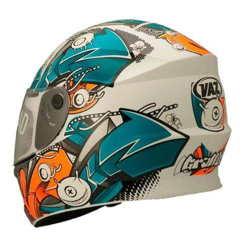 Assistência Técnica, SAC e Garantia do produto Capacete Branco Vaz V19 Grafit Azul/Laranja