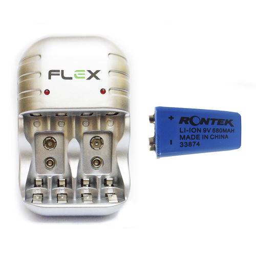 Assistência Técnica, SAC e Garantia do produto Carregador Flex com 1 Bateria de Litio Potente 680mah Recarregáveis 9v Rontek