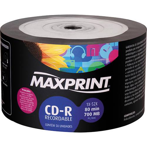 Assistência Técnica, SAC e Garantia do produto CD-R Maxprint Printable 700MB/80min 52x (Bulk C/ 50)