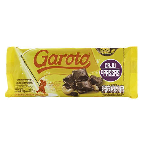 Assistência Técnica, SAC e Garantia do produto Chocolate Garoto Castanha de Caju e Passas 100g