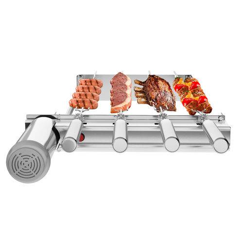 Assistência Técnica, SAC e Garantia do produto Churrasqueira Inox Gira Grill SEVEFORT Kit Baixo 4 Espetos Giratórios P/ Pré Moldadas