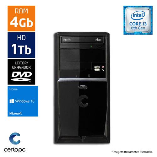 Assistência Técnica, SAC e Garantia do produto Computador Certo PC Smart 1011 Intel Core I3 8ª Geração 4GB HD 1TB Windows 10 SL DVD