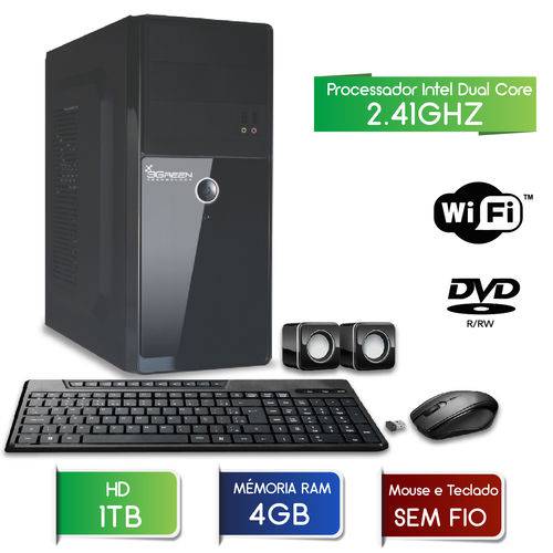 Assistência Técnica, SAC e Garantia do produto Computador Desktop 3green Fast Intel Dual Core 2.41ghz 4gb HD 1tb Wifi USB 3.0 DVD Mouse Teclado Sem Fio