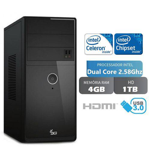 Assistência Técnica, SAC e Garantia do produto Computador Desktop 3green Intel Dual Core 2.58Ghz 4GB HD 1TB Saída HDMI Full HD Áudio HD 6 Canais