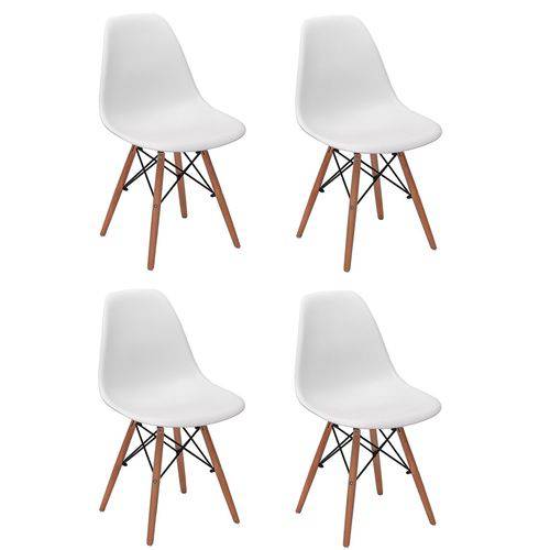 Assistência Técnica, SAC e Garantia do produto Conjunto 4 Cadeiras Charles Eames Eiffel Wood Base Madeira - Magazine Decor - Branca