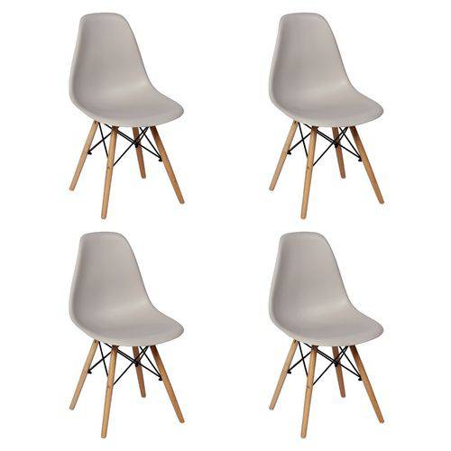 Assistência Técnica, SAC e Garantia do produto Conjunto 4 Cadeiras Charles Eames Eiffel Wood Base Madeira - Magazine Decor - Cinza