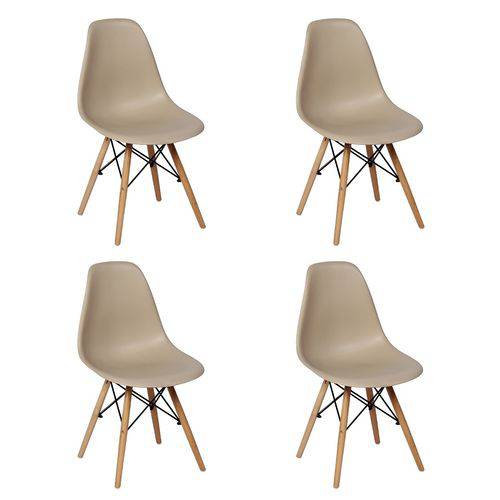 Assistência Técnica, SAC e Garantia do produto Conjunto 4 Cadeiras Charles Eames Eiffel Wood Base Madeira - Magazine Decor - Nude