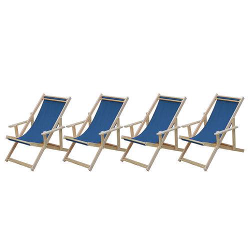 Assistência Técnica, SAC e Garantia do produto Conjunto 4 Cadeiras Espreguiçadeiras Preguiçosa Dobrável Madeira Maciça Natural com Tecido Azul Móveis Brasil