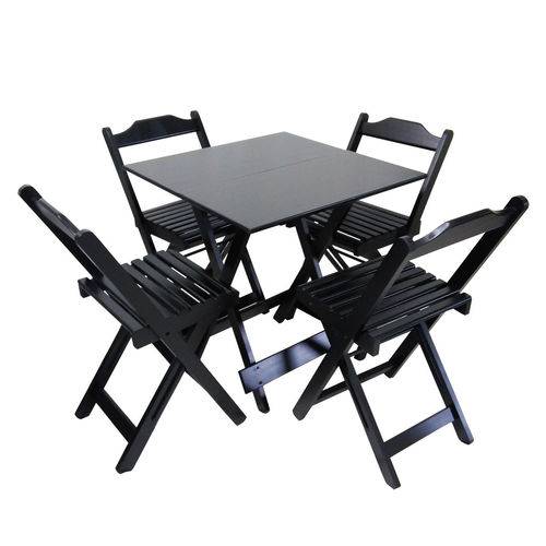 Assistência Técnica, SAC e Garantia do produto Conjunto Bar Dobrável Mesa 70 X 70 Cm com 4 Cadeiras Dobráveis de Madeira - Preto