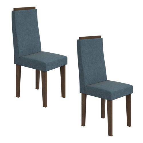 Assistência Técnica, SAC e Garantia do produto Conjunto 2 Cadeiras Dafne Móveis Lopas Imbuia/linho Rinzai Azul