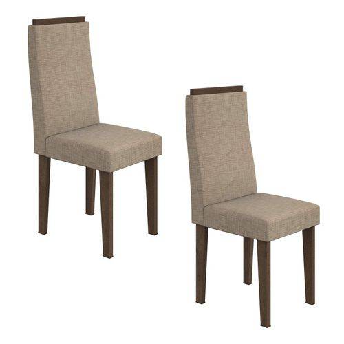 Assistência Técnica, SAC e Garantia do produto Conjunto 2 Cadeiras Dafne Móveis Lopas Imbuia/velvet Riscado Bege