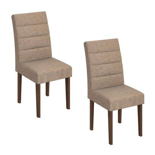 Assistência Técnica, SAC e Garantia do produto Conjunto 2 Cadeiras Fiorella Móveis Lopas Imbuia/Velvet Riscado Bege