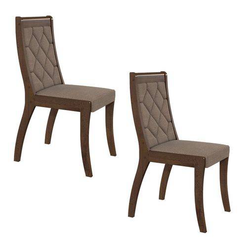 Assistência Técnica, SAC e Garantia do produto Conjunto 2 Cadeiras Merengue Móveis Lopas Imbuia/velvet Linho Bege