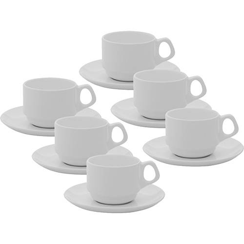 Assistência Técnica, SAC e Garantia do produto Conjunto com 6 Xícaras de Chá Empilháveis 220ml com Pires - Mail Order Branco - Oxford