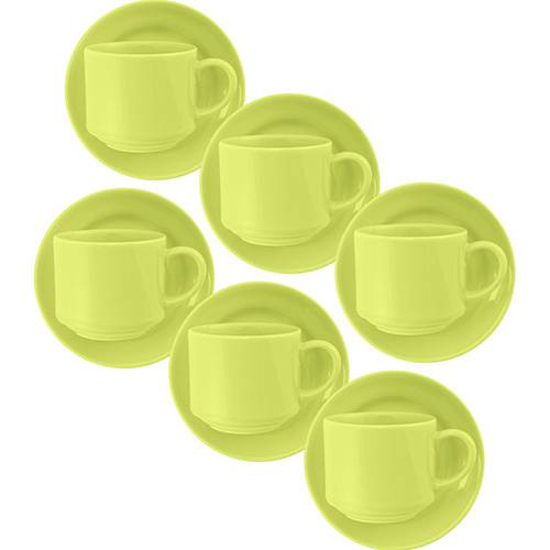 Assistência Técnica, SAC e Garantia do produto Conjunto com 6 Xícaras de Chá Reta 200ml com Pires Donna Verde - Biona