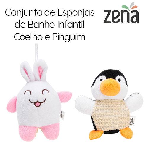 Assistência Técnica, SAC e Garantia do produto Conjunto com 2 Esponjas de Banho Infantil | Coelho e Pinguim | Zena