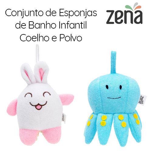 Assistência Técnica, SAC e Garantia do produto Conjunto com 2 Esponjas de Banho Infantil | Coelho e Polvo | Zena