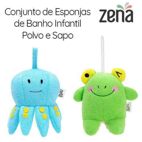 Assistência Técnica, SAC e Garantia do produto Conjunto com 2 Esponjas de Banho Infantil | Polvo e Sapo | Zena