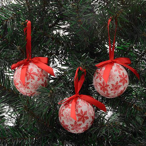 Assistência Técnica, SAC e Garantia do produto Conjunto de Bolas Brancas Estampadas Floco de Neve 5,5cm 6 Unidades - Orb Christmas