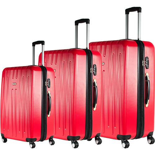 Assistência Técnica, SAC e Garantia do produto Conjunto de Malas 3 Peças (P, M e G) Vermelho em ABS e Cadeado Embutido - Travel Max