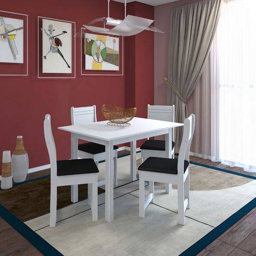 Assistência Técnica, SAC e Garantia do produto Conjunto de Mesa 1,10 com 4 Cadeiras Dubai Branca Preto Courino