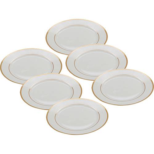 Assistência Técnica, SAC e Garantia do produto Conjunto de Pratos de Jantar Alto Relevo Gold Porcelana 6 Peças - Rojemac