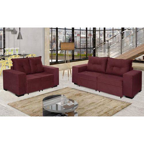 Assistência Técnica, SAC e Garantia do produto Conjunto de Sofa Marrocos 2,02 Mts + 1,52 Mts Retrátil e Reclinável Tecido Suede Pluma Vinho