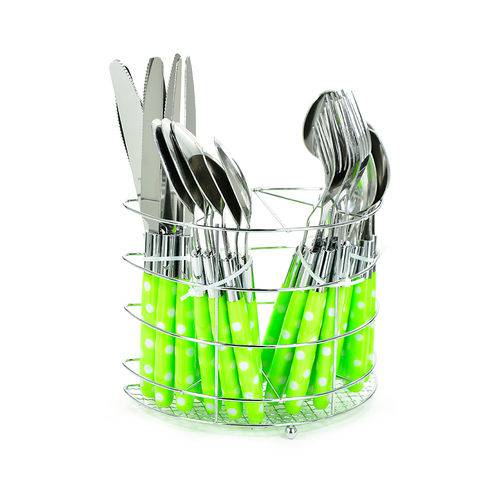 Assistência Técnica, SAC e Garantia do produto Conjunto de Talheres C/ Suporte Inox 25pcs Poa Verde