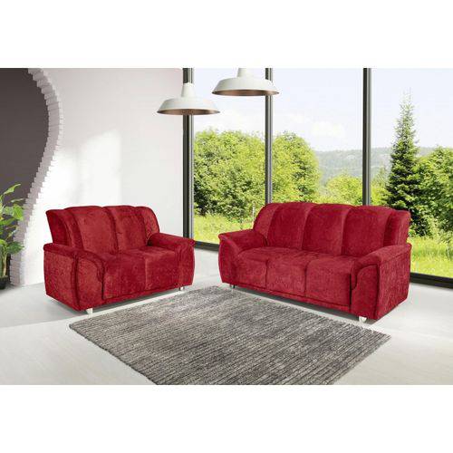 Assistência Técnica, SAC e Garantia do produto Conjunto Estofado Quality 3 e 2 Lugares Suede Amassado Vermelho