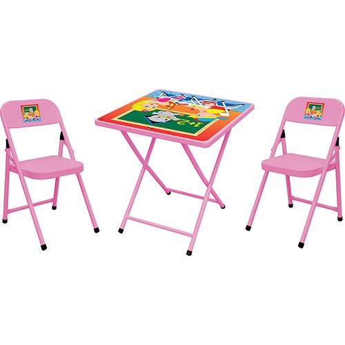 Assistência Técnica, SAC e Garantia do produto Conjunto Mesa + 2 Cadeiras Infantis Sapeca Escola Aço Rosa - Metalmix
