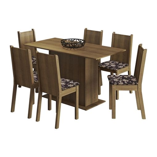 Assistência Técnica, SAC e Garantia do produto Conjunto Mesa de Jantar e 6 Cadeiras Rustic-Cacau Celeny Madesa