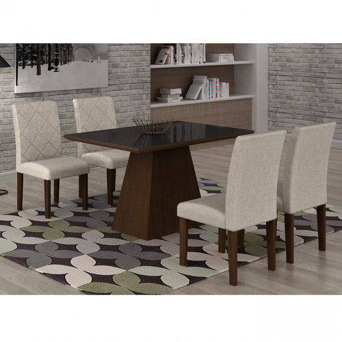 Assistência Técnica, SAC e Garantia do produto Conjunto Sala de Jantar Mesa Luna Tampo MDF/Vidro 120cm 4 Cadeiras Irlanda Rufato Castor/Turim