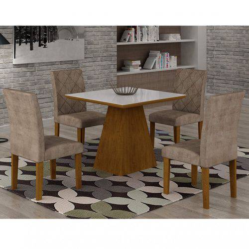 Assistência Técnica, SAC e Garantia do produto Conjunto Sala de Jantar Mesa Luna Tampo MDF/Vidro 90cm 4 Cadeiras Irlanda Rufato