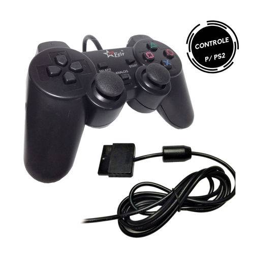 Assistência Técnica, SAC e Garantia do produto Controle para PS2 Playstation 2 Joystick Dualshock Analógico com Fio - Feir FR-211