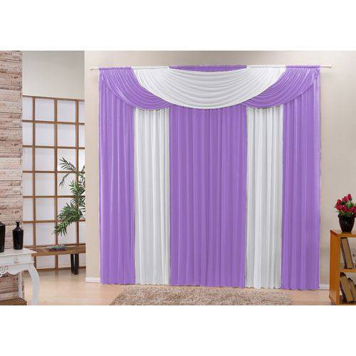 Assistência Técnica, SAC e Garantia do produto Cortina Bela Tecido Malha Gel para Sala ou Quarto de 4,00 Largura X 2,50 Altura Lilas com Branco