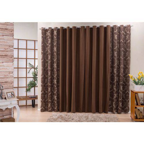 Assistência Técnica, SAC e Garantia do produto Cortina Glamour com Tecido Jacquard para Quarto ou Sala 2,00 Largura X 1,70 Altura Tabaco 2