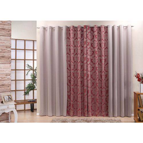 Assistência Técnica, SAC e Garantia do produto Cortina Glamour com Tecido Jacquard para Quarto ou Sala 2,00 Largura X 1,70 Altura Vermelho 1