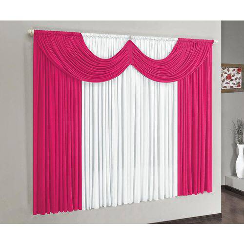 Assistência Técnica, SAC e Garantia do produto Cortina Riviera 3,00m X 2,80m com Bandô para Varão Simples Cor Pink / Branco