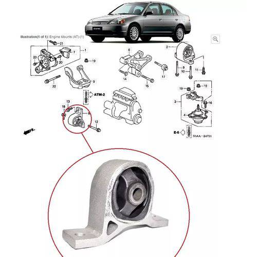Assistência Técnica, SAC e Garantia do produto Coxim Calço do Motor Frontal Honda Civic 2001 à 2006 Automático