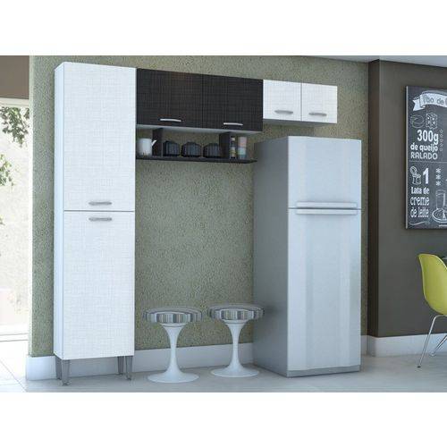 Assistência Técnica, SAC e Garantia do produto Cozinha Compacta Cris 6 Portas Linho Branco/preto - Lc Móveis