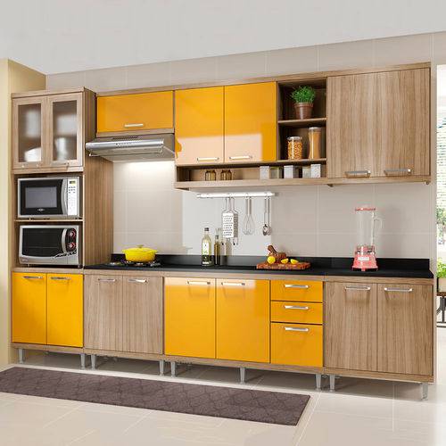 Assistência Técnica, SAC e Garantia do produto Cozinha Completa com Tampo 15 Portas 5835 Argila/Amarelo - Multimóveis